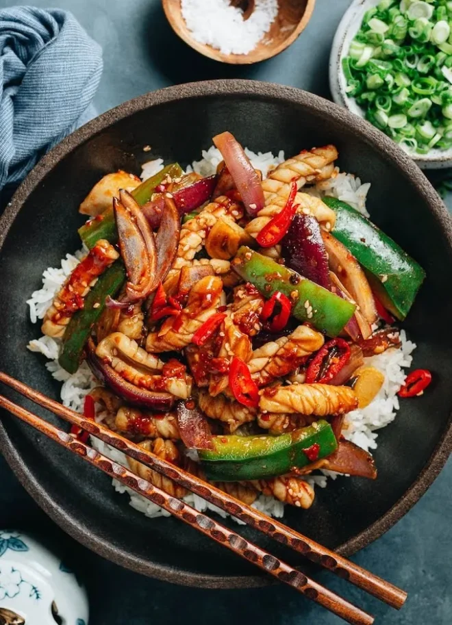 Mực xào sa tế